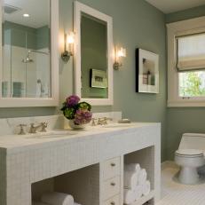 Sophisticated Green Double-Vanity Bathroom