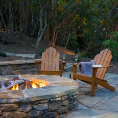 Outdoor Living Space With Stone Fire Pit