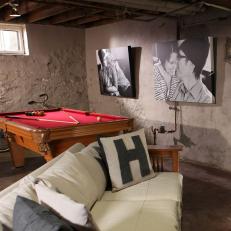 Industrial Basement Hangout With Pool Table