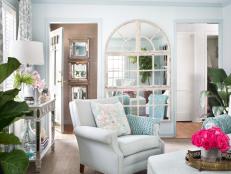 Pale blue and white create an airy look.