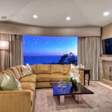 Cozy, Contemporary Family Room with a View