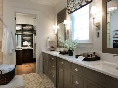 Double Vanity Master Bathroom with Latte-Colored Cabinets