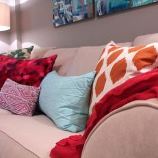 Pillows Add Graphic Punch to Coastal Living Room