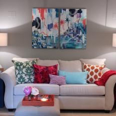 Beach painting in Tropical Inspired Living Room
