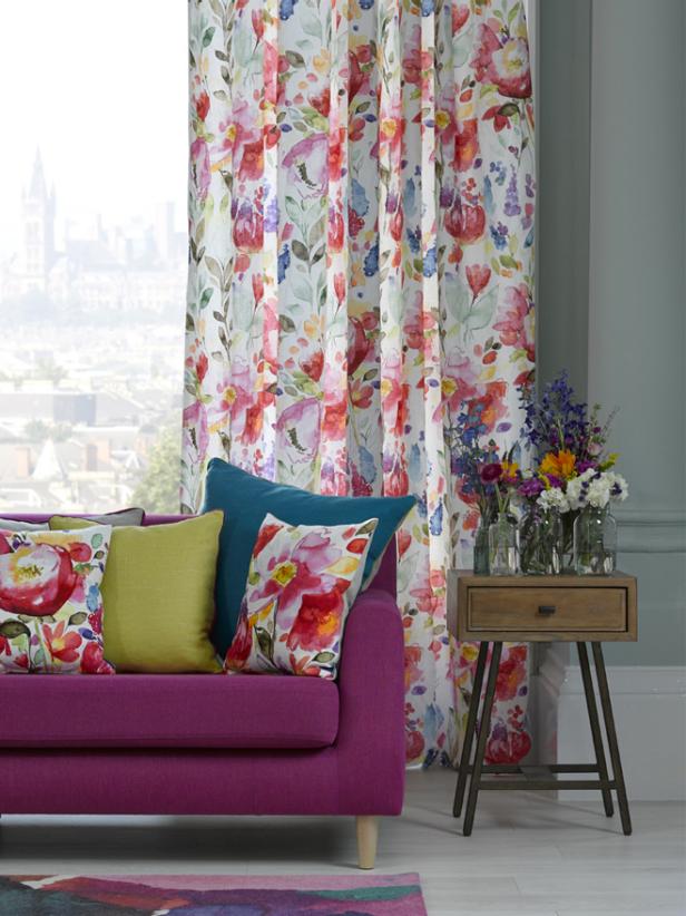 Watercolor Curtains and Matching Throw Pillows