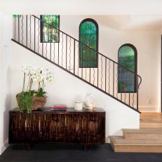 Mediterranean Entry Hall With Arched Windows