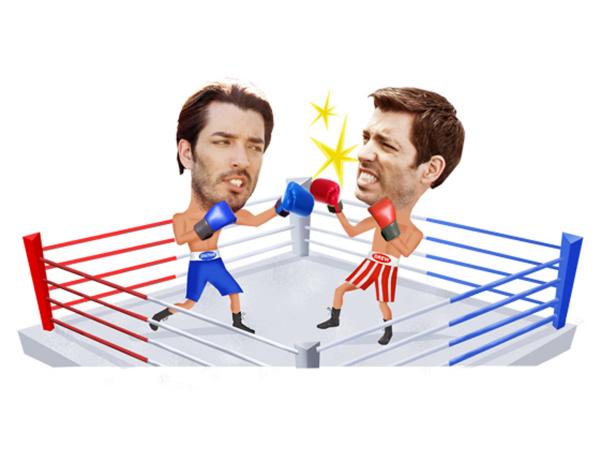 Cartoon of Jonathan and Drew Scott in the Boxing Ring 