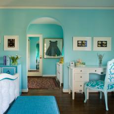 Stunning Girl's Transitional Bedroom in Robin's-Egg Blue