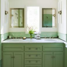 Master Bathroom With Mint Green Double Vanity