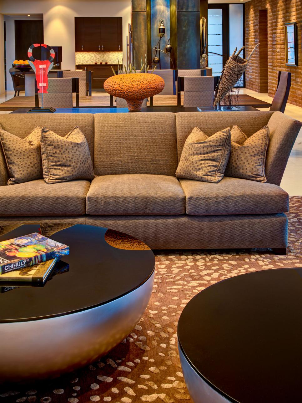 Open-Concept Living Room With Contemporary Furniture | HGTV