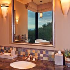 Southwestern Bathroom With Single Vanity