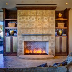 Southwestern Fireplace With Custom Tile
