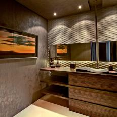 Brown Modern Bathroom With Single Vanity