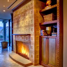 Southwestern Stamped Fireplace Adds Visual Interest