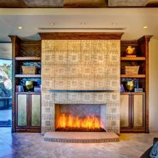 Neutral Fireplace With Hidden TV Screen