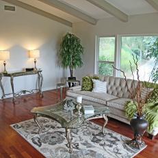 Shades of Gray Traditional Living Room with Bursts of Soft Green