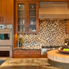 Brown Contemporary Kitchen With Retro Appliances