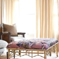 Patterned Tufted Bench Adds Color to Master Bedroom
