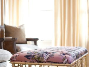 Pink and Purple Tufted Bench in Traditional Bedroo