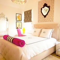 Transitional Teen Bedroom With Pink Accents