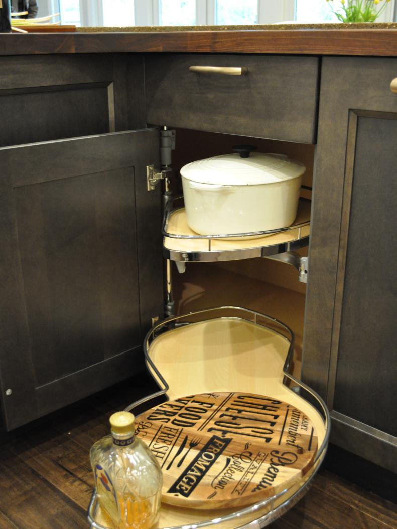 Blind Corner Pull-out Cabinet in Brown Kitchen Island