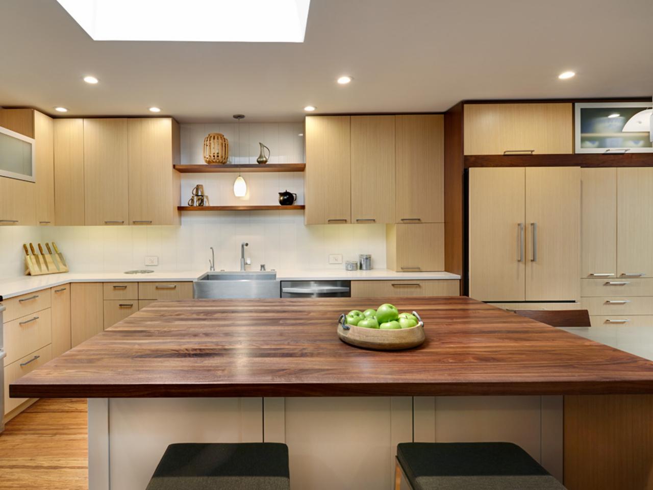 Contemporary Kitchen Island With Black Walnut Butcher Block