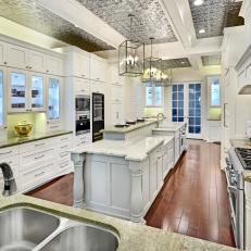 Large Island Amps Up Traditional Kitchen