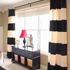 Black-and-White Striped Bedroom Curtains