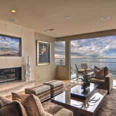 Contemporary Living Room Boasts Breathtaking Ocean View
