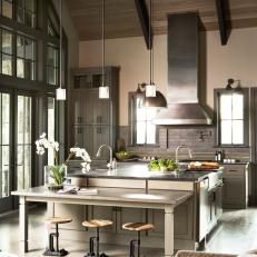 Neutral Transitional Chef's Kitchen With Hardwood Floors
