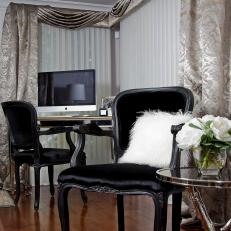 Charming, Efficient Home Office With Elegant Drapery