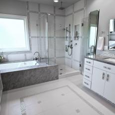White and Gray Color Palette in Modern Bathroom 