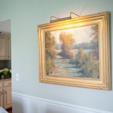 Green Traditional Dining Room Puts Art On Display