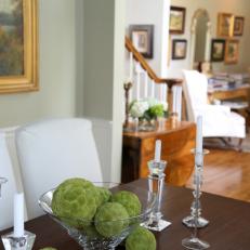 Pale Green Dining Room Echoes Living Room's Style