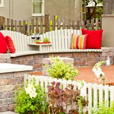 Charming Brick Patio With Built-in Bench Seating