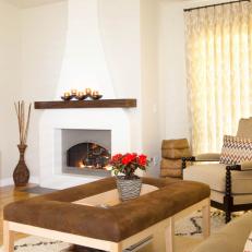 Southwestern-Inspired Living Room with Adobe Fireplace
