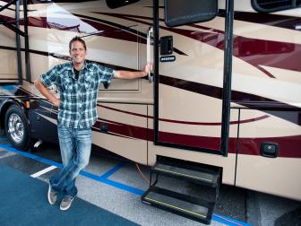 AS seen on HGTV's RV 2014,  Host Chris Lambton, poses for a shot outside the Forest River Dynamex DX3. (exterior) (portrait)