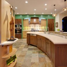 Curved Kitchen Island With Quartz Countertop