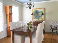 Green Traditional Dining Room With Grandfather Clock