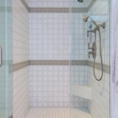 Spa Shower With Marble, Mosaics and Glass Tile
