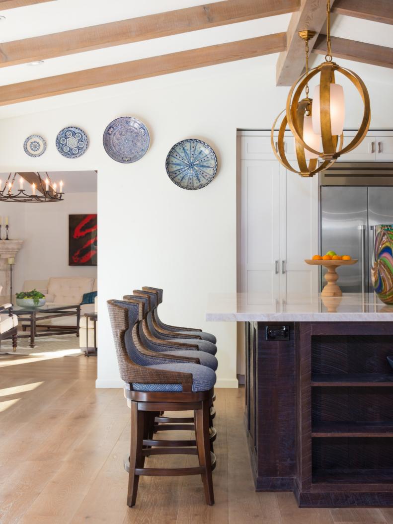 Eat-In Island With Palecek Barstools in Neutral Transitional Kitchen