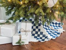 Blue and White Christmas Tree Skirt