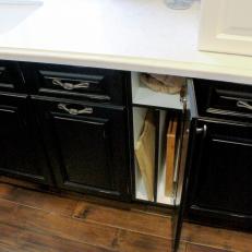 Vertical Storage Cabinet in Transitional Kitchen