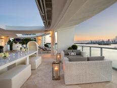 Water Views On Contemporary Rooftop Deck With Dining Area
