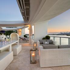 Contemporary Rooftop Deck And Dining Area With Water Views