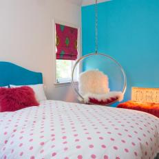 Teen Girl's Bedroom With Hanging Bubble Chair
