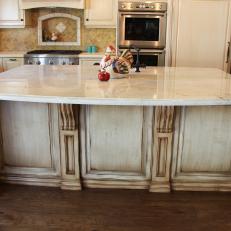 Large Country Kitchen Island with Quartzite Countertop