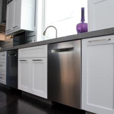 Contemporary White Kitchen Cabinets With Modern Hardware