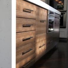 Contemporary Zebrawood Cabinets With White Quartz