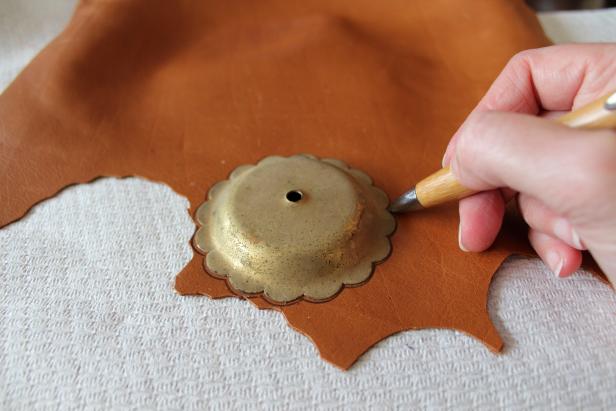 Trace Around Small Object On Leather for Flower Pin
